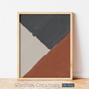 Minimalist Terracotta Print, Tan and Black Abstract Design, Watercolor, Living Room Art, Modern art, Digital, Mid Century, Scandinavian.