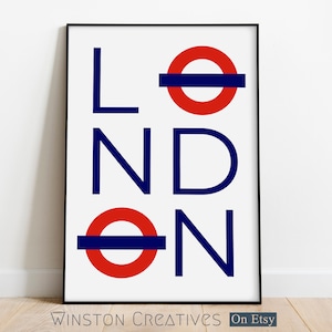 LONDON Tube Typography Print, Digital Instant Download, London Travel Poster, London Underground Print, Typography Poster,Living Room Art