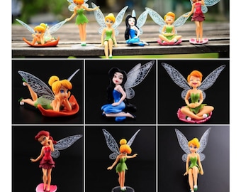 Tinker Bell Figures 6 Pcs Bonus Assorted Stickers Cake Topper Figurines Play Set Toys 