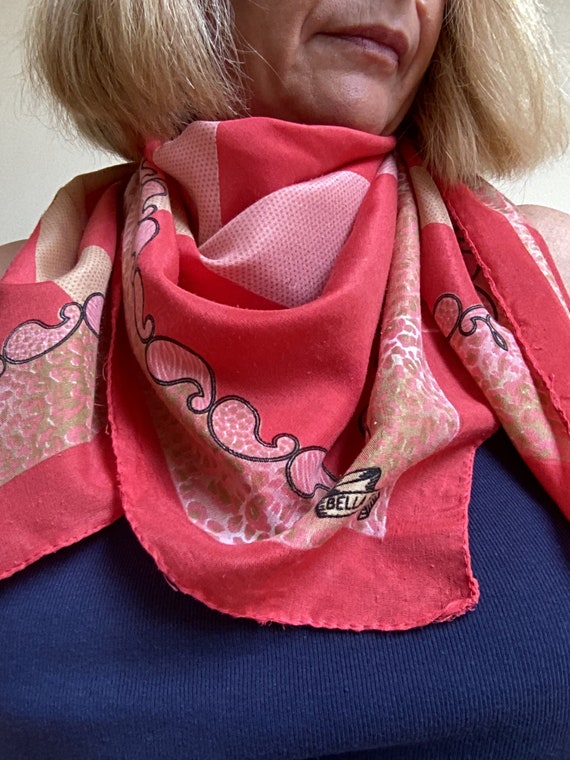 Foulard En Soie Vintage TBEG - Dimensions 54 X 56 Cm, Noir, 100% Soie, Occasion