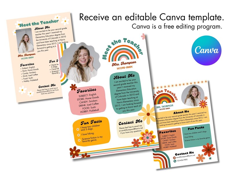 EDITABLE Retro Vintage Groovy Meet the Teacher, Back to School ...