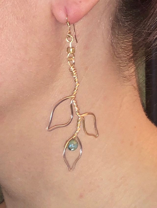 Three leaf drop earrings