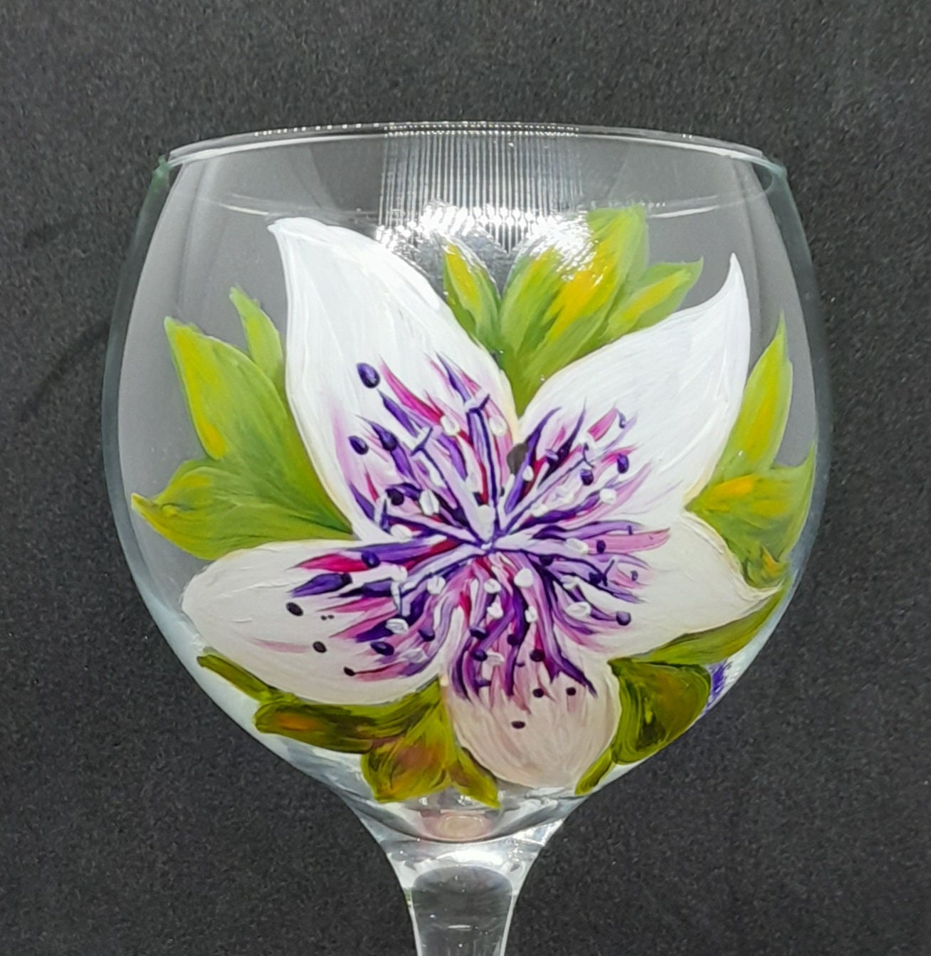 Hand Painted Lily Gin Glass, Floral Gin Bowl, Unique Gin Gift, Housewarming Gift, Wine Lovers