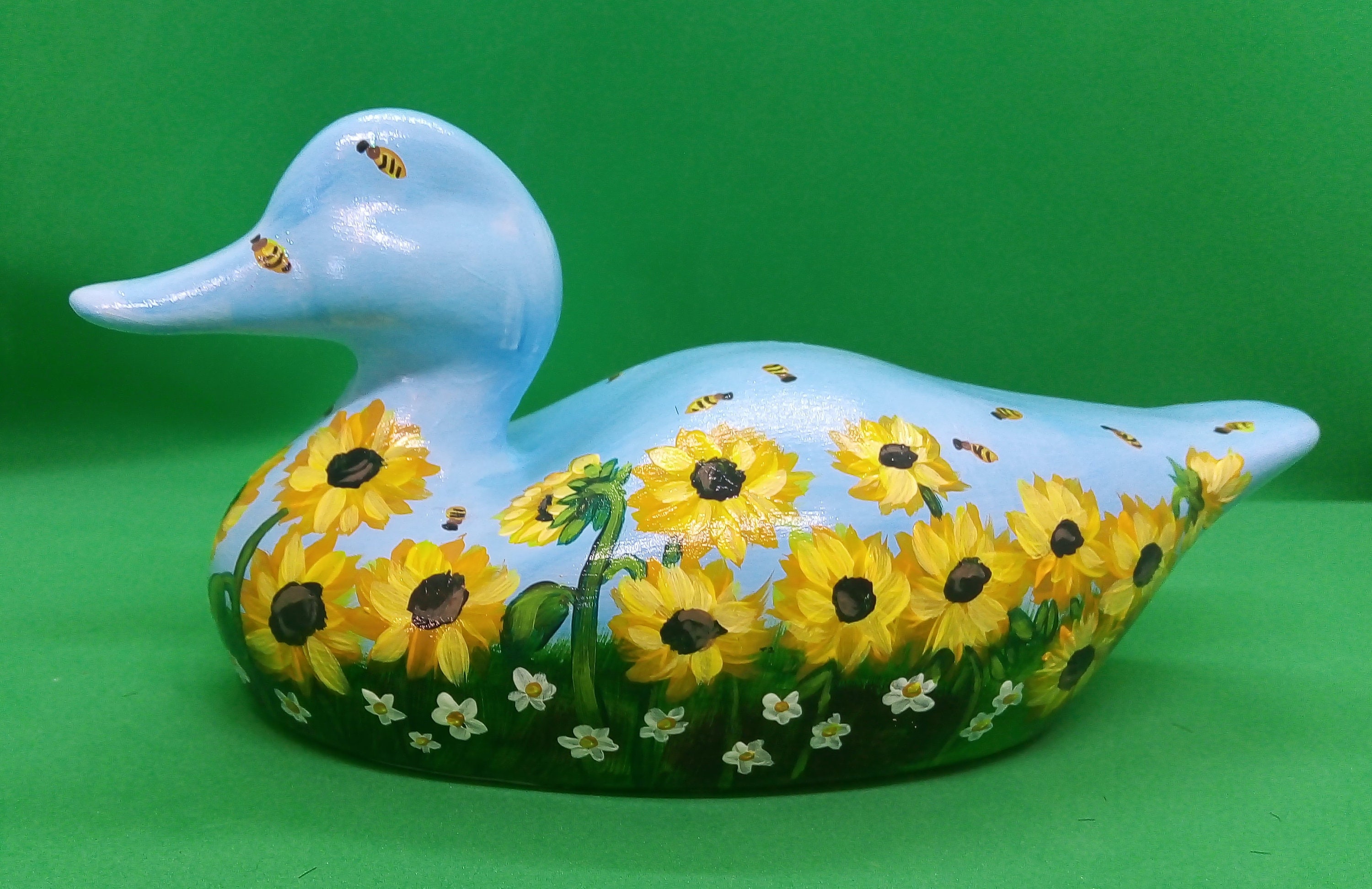 Hand painted duck ornament decor sunflowers bees art Etsy