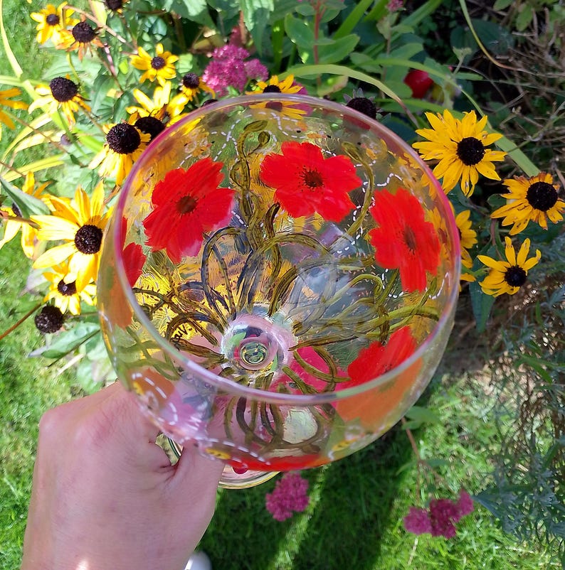 Hand Painted Gin Glass, Handmade Cocktail Glass, Gift for Her, Gin