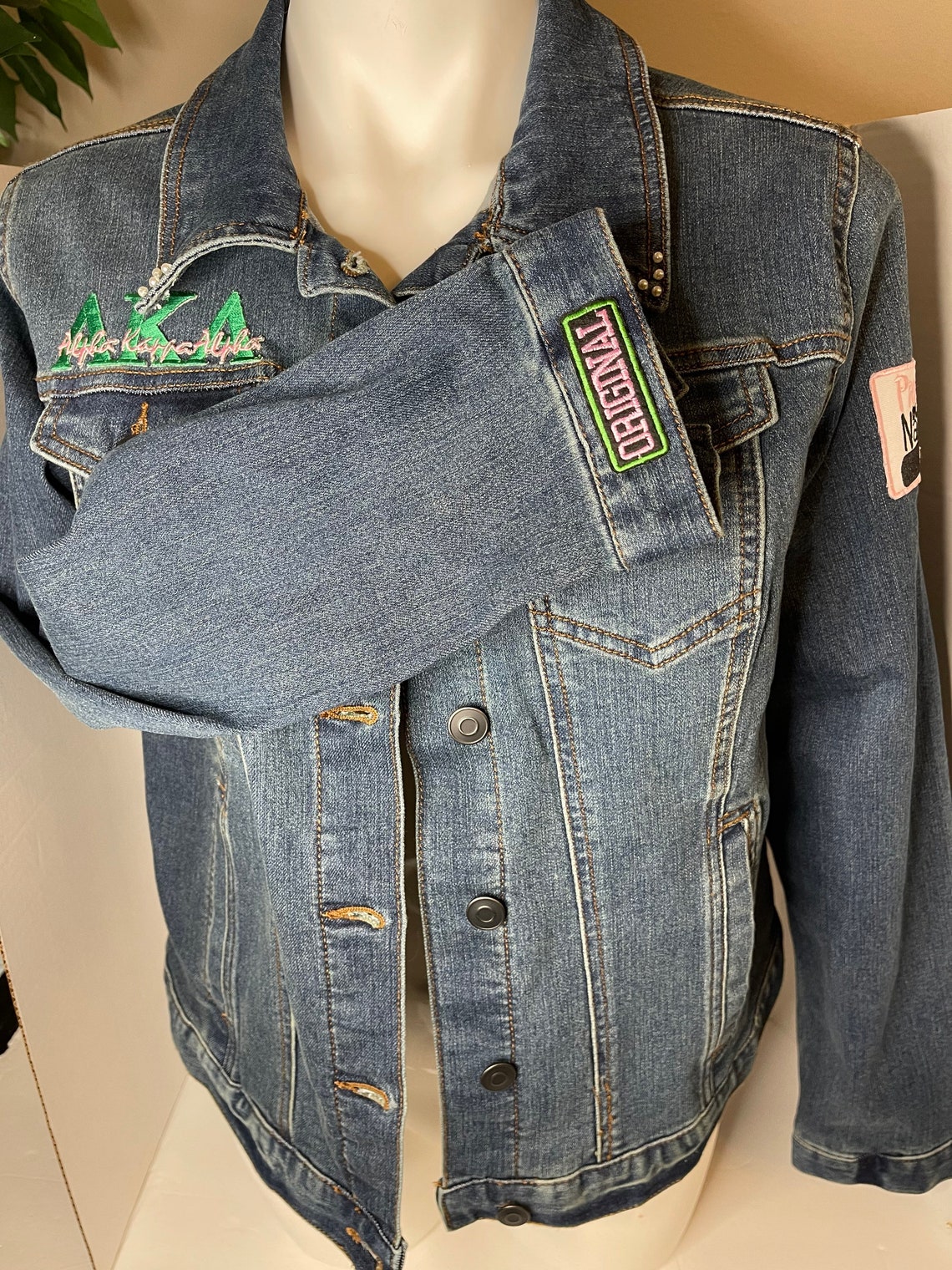 New Jean Jacket Custom Made for Alpha Kappa Alpha for AKA. Etsy