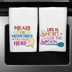 Kitchen Dish Towels - Embroidered Look