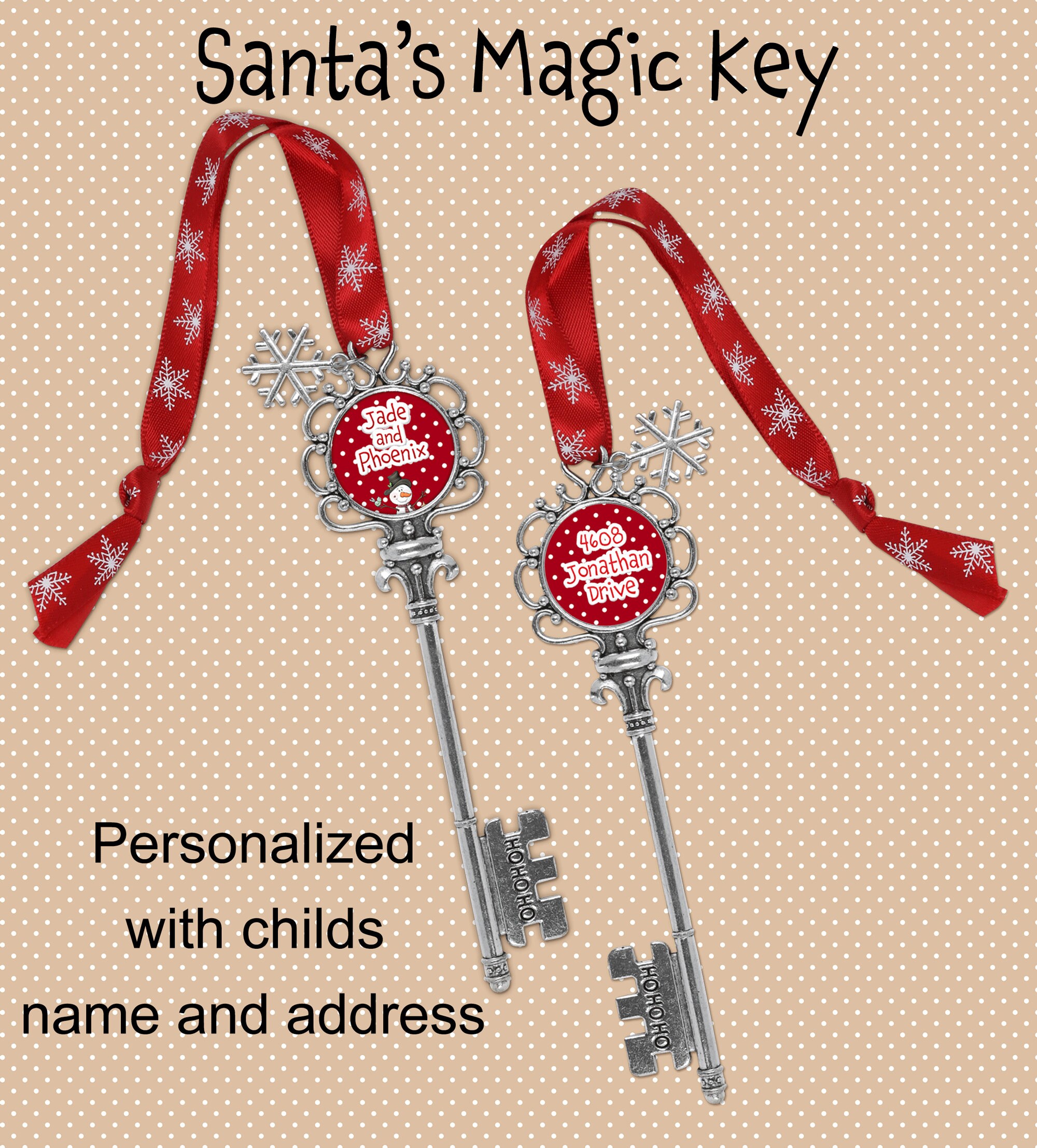 Metal Santa Magic Key Sublimation Blanks Father Christmas Eve Box Fillers  for Kids Personalized Key Santas Key Kids Christmas Decoration