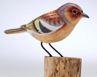 Chaffinch - painted wooden carving