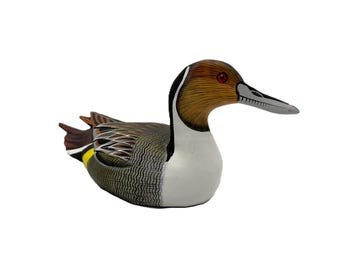 Pintail duck - painted wooden carving