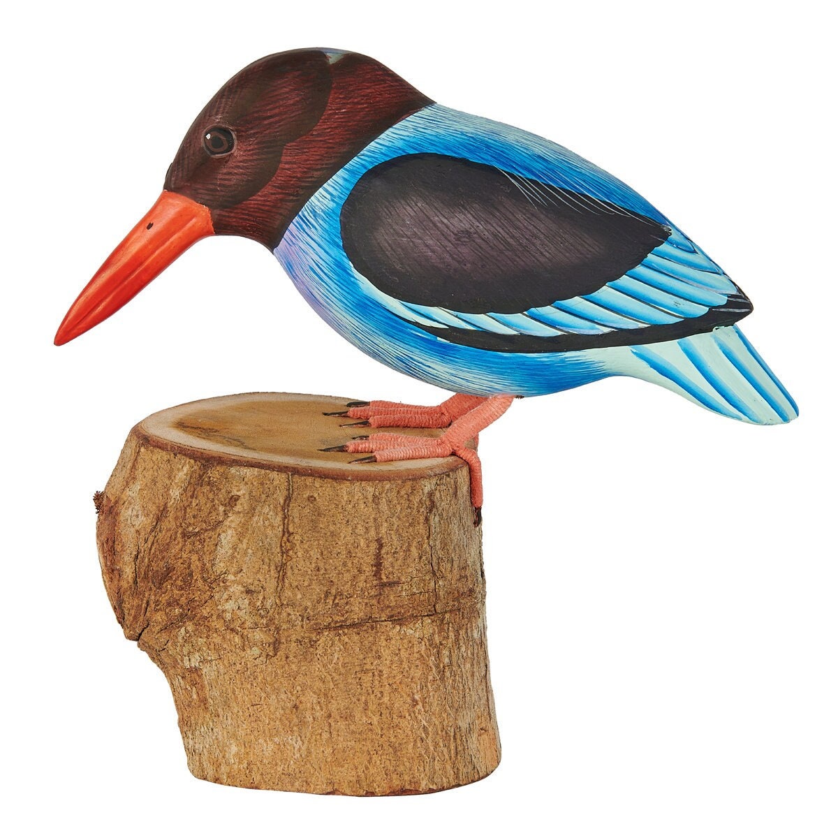 Javanese Kingfisher - painted wooden carving