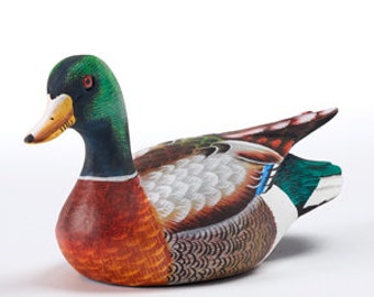 Mallard - painted wooden carving