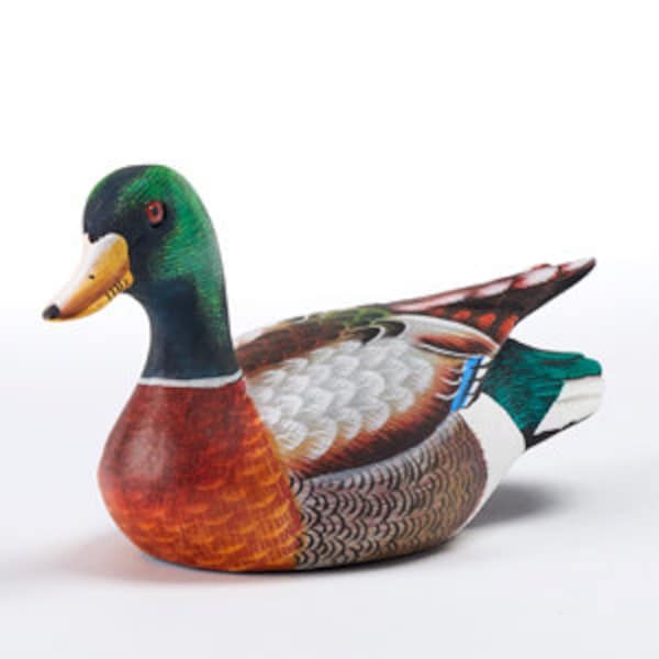 Mallard - painted wooden carving