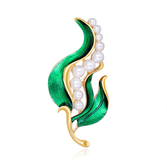 Broche Maty Motif Muguet - Plaqué Or - Occasion Comme Neuf - Bijou Vintage