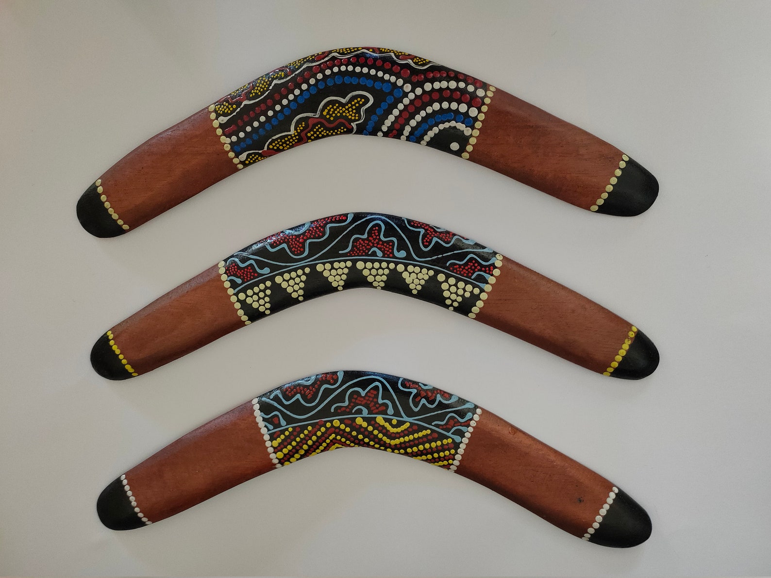 Wall Hanging Boomerang With Raised Dot Painted Decoration Etsy