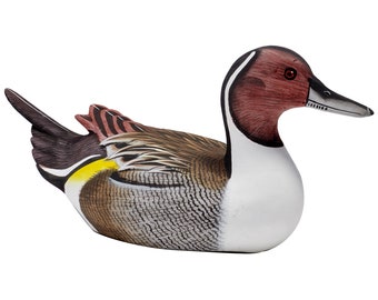 Pintail duck - painted wooden carving