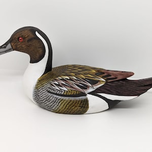 Pintail duck - painted wooden carving