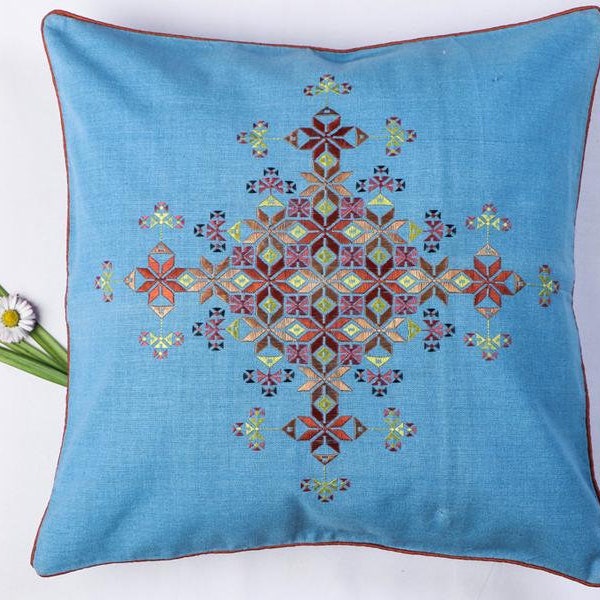 Soof stitch embroidery pure handloom cotton ethnic cushion covers (16in / 42cm x 16in / 42cm) - various