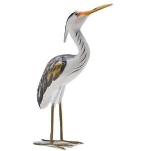 Heron - painted wood carving - 30cm