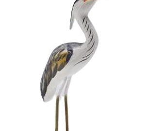 Heron - painted wood carving - 30cm