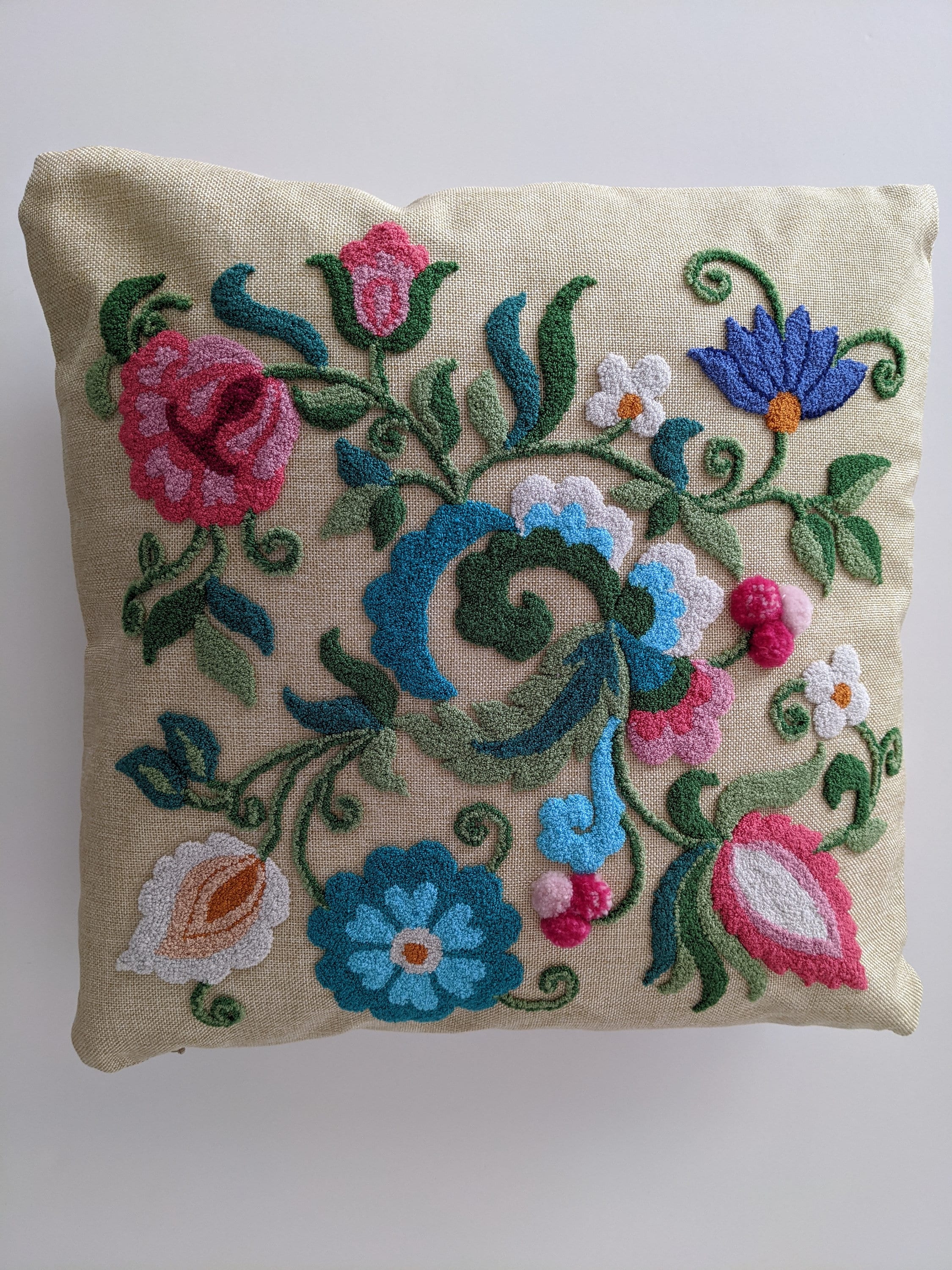 Russian Artisan Original Embroidery Punch Needle Cushion Cover Etsy UK