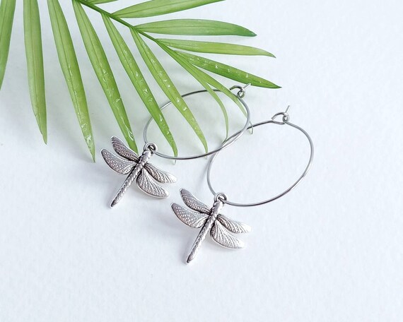 Dragonfly hoop best sale earrings