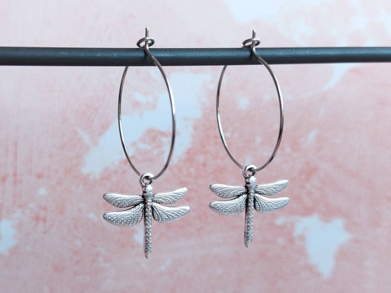 Dragonfly hoop best sale earrings