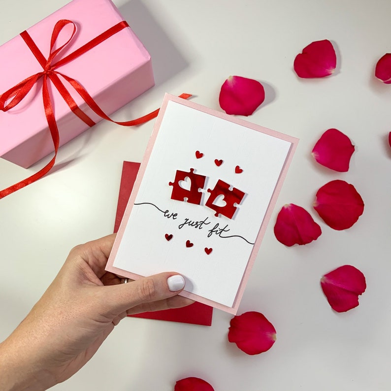 BF Jigsaw Card Boyfriend Handmade card Girlfriend GF Personalised Anniversary card We just fit card Anniversary card Husband Wife