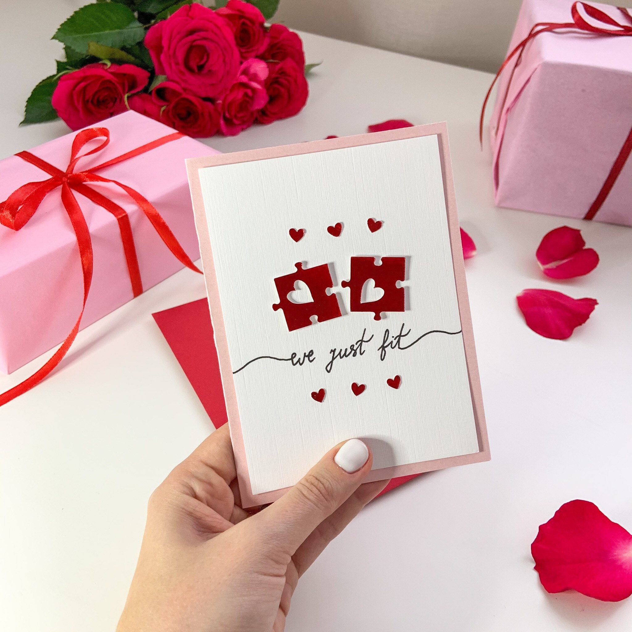 Anniversary card, We just fit card, Personalised Anniversary card, Ha…