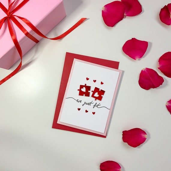 BF Jigsaw Card Boyfriend Handmade card Girlfriend GF Personalised Anniversary card We just fit card Anniversary card Husband Wife