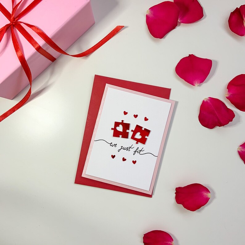 BF Jigsaw Card Boyfriend Handmade card Girlfriend GF Personalised Anniversary card We just fit card Anniversary card Husband Wife