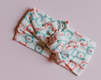 Lazo del 4 de julio de EE. UU., diadema patriótica para bebé, accesorio para el cabello para niña en rojo, blanco y azul, pañuelo floral a cuadros