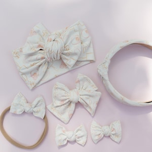 Neutral Football Mommy & Me Matching Hair Accessories, Mom and Baby Bows, Women's Knotted Headband, Infant Headwrap, Toddler Piggy Sets