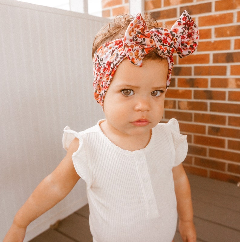 Floral Baby Headwrap Baby Girl Headwrap Adjustable Baby Bow Etsy