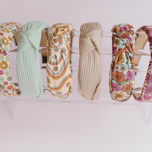 Retro Knotted Headband, Girl Hard Sided Headband, Hair Accessory for Women, Fabric Covered Headband, Comfy Headband, Spring Headbands
