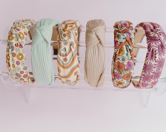 Diadema anudada retro, diadema rígida para niña, accesorio para el cabello para mujer, diadema cubierta de tela, diadema cómoda, diademas de primavera
