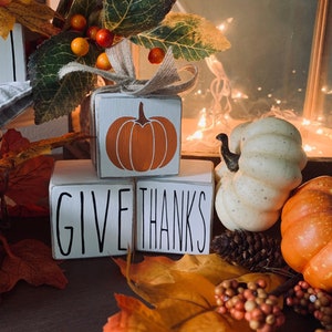 Handcrafted wood block home decor | GIVE THANKS | Hand Painted | Thanksgiving | Solid Wood
