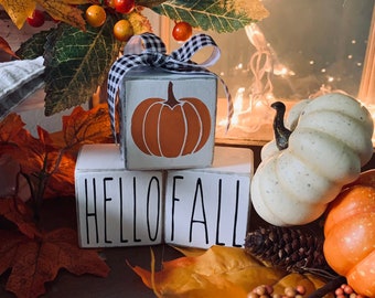 Handcrafted wood block home decor HELLO FALL