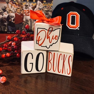 Handcrafted wood block home decor | OHIO STATE | Hand Painted | Football | Ohio