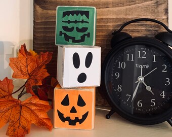 Handcrafted wood block home decor HALLOWEEN