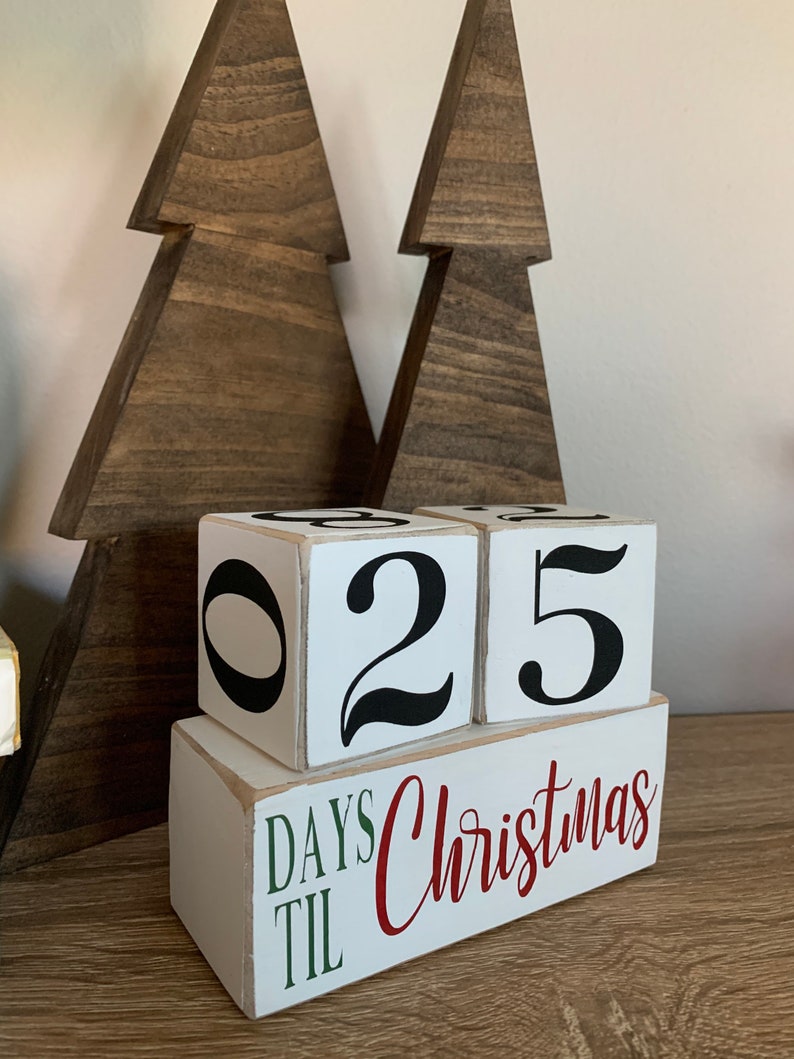 Christmas Countdown Wood Blocks Days Until Christmas - Etsy