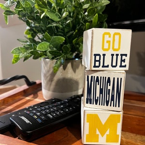 Handcrafted wood block home decor | UNIVERSITY OF MICHIGAN | Hand Painted | Football | Michigan