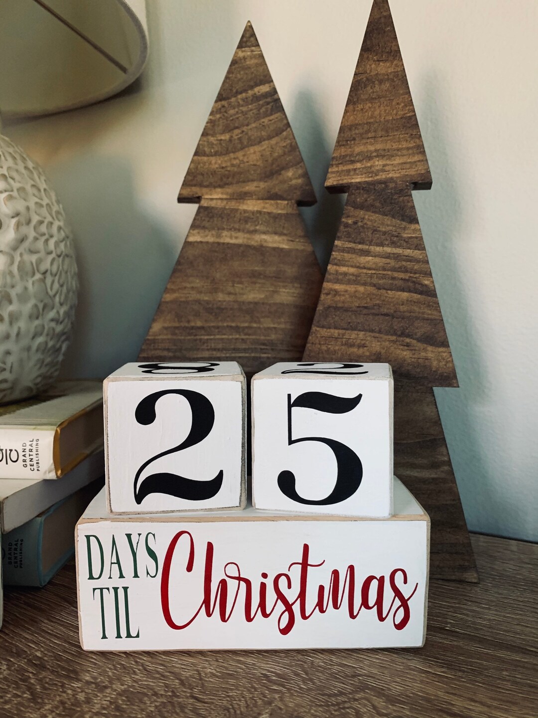 Christmas Countdown Wood Blocks | Days Until | Christmas Decoration ...