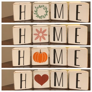 Handcrafted wood block home decor | FOUR SEASONS | Hand Painted | Solid Wood