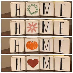 Handcrafted wood block home decor | FOUR SEASONS | Hand Painted | Solid Wood