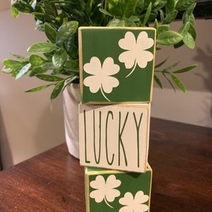 Handcrafted wood block home decor | St. Patrick's Day | LUCKY | Hand Painted |