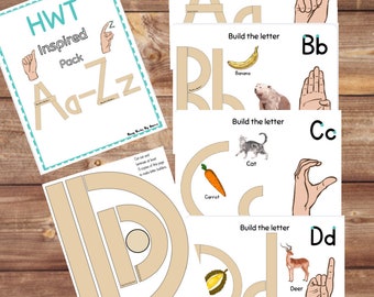 Handschrift zonder tranen Geïnspireerde activiteit en introductie van het ASL-alfabet. Curriculum voor thuisonderwijs. Speciaal onderwijsprogramma. Afdrukbare PDF