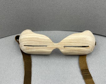 Inuit snow goggles, Yupik rustic replica wooden goggles, Eskimo Mask