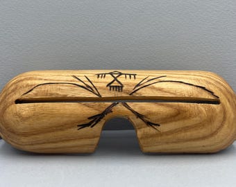 Inuit Inspired Snow Goggles, Handcrafted Wooden Yupik Replica, Rustic Alaskan Eskimo Mask #2