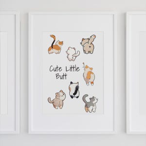 私の小さなお尻、面白い猫のプリントポスター、猫のデジタルウォールアートプリント、かわいい子猫のイラスト、猫の雰囲気を表現したアート。カラフルなプリント、アート。